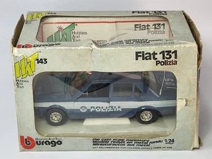 Modellino auto d'epoca 1/24 BURAGO FIAT 131 POLIZIA HAT 143 pressofuso con scatola originale - Foto 1 di 14