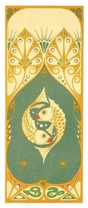 Art Nouveau Fish Design Counted Cross Stitch Pattern Chart Pattern - Picture 1 of 10