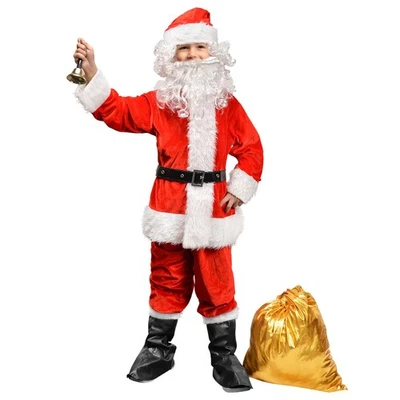 Kids Santa Costume,9PCS Santa Claus Costume for Kids, Christmas Boys Santa Co... - Image 1 of 4