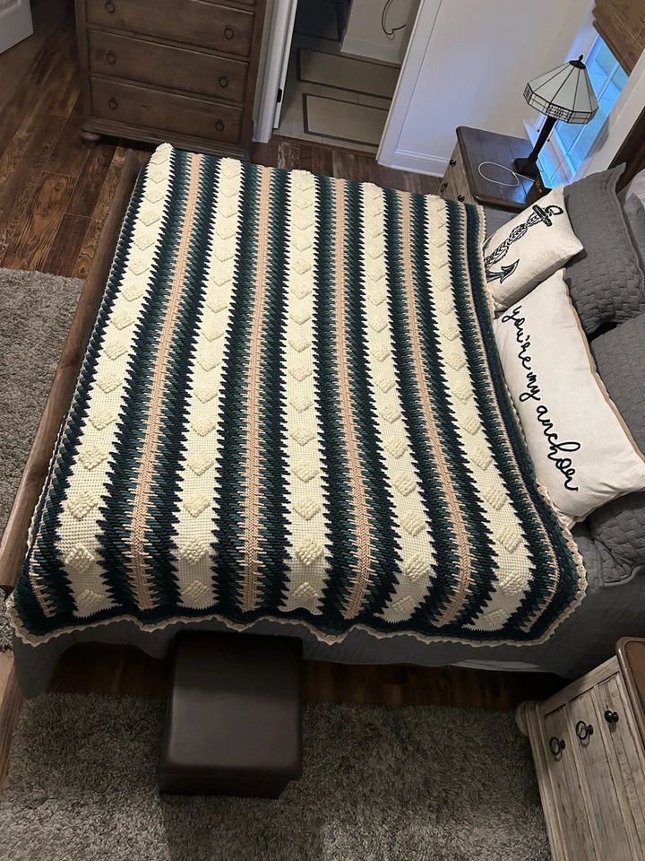 "Manta de ganchillo hecha a mano afgana 64"" x 92"" colcha multi tiro ¡Hermosa!! Foto 1 de 4