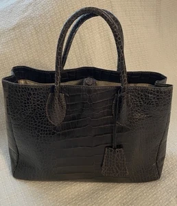 Bolso Cartera DIFFA Italia Cuero Cocodrilo Marrón-COMO NUEVO - Imagen 1 de 9