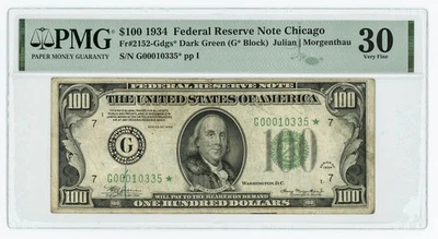 FR #2152Gdgs* $100 1934 Federal Reserve Note Chicago VF30 PMG 946782-27 - Image 1 of 3