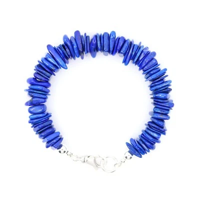 Pulsera grande de cuentas de lapislázuli lazuli de 12 mm, joyería de diseño moderno Foto 1 de 3