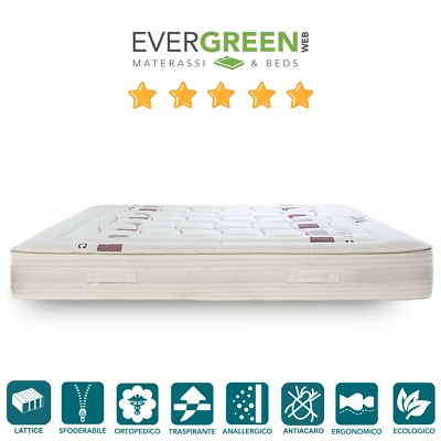 Materasso in Lattice e Cocco con tessuto antiacaro Ortopedico Evergreenweb - Immagine 1 di 4