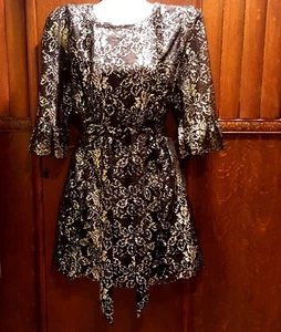 Nuevo Mini Vestido XL The Vampire's Wife x H&M Mystique Plateado Negro Encaje Metálico - Imagen 1 de 9