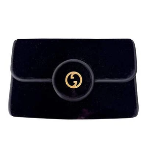 GUCCI Black Velvet GG Clutch - Picture 1 of 14