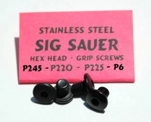 Custom Sig Sauer BLACK Stainless Steel Hex Head Grip Screws P220 P245 P225 / P6 - Picture 1 of 2