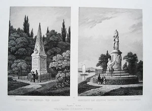 Frankfurt Brandenburg Monument von Kleist seltener echter alter Stahlstich 1845 - Bild 1 von 1