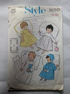 Vintage Sewing Pattern Baby's Layette dress petticoat nightdress coat & bonnet - Picture 1 of 2