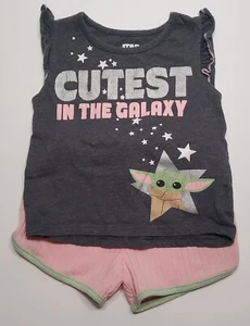Star Wars Grogu Cutest in the Galaxy Girls Top & Pink Shorts Outfit in Size 3T - Picture 1 of 8