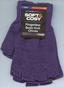 Soft and Cosy - Kids Fingerless Gloves - Purple - Picture 1 of 1