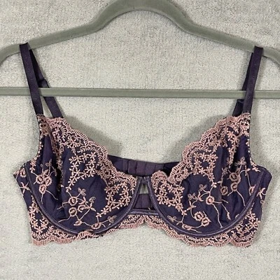 Free People Lace Bra Womens Size 34DD Purple Whimsigoth Underwire Sheer - Image 1 of 4