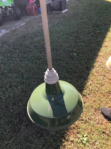 Antique Industrial Green Gas Station Porcelain Pan Light Fixture Cover