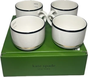 Set 4 tazze tazza porcellana Kate Spade New York Make It Pop nero oro Lenox - Foto 1 di 13