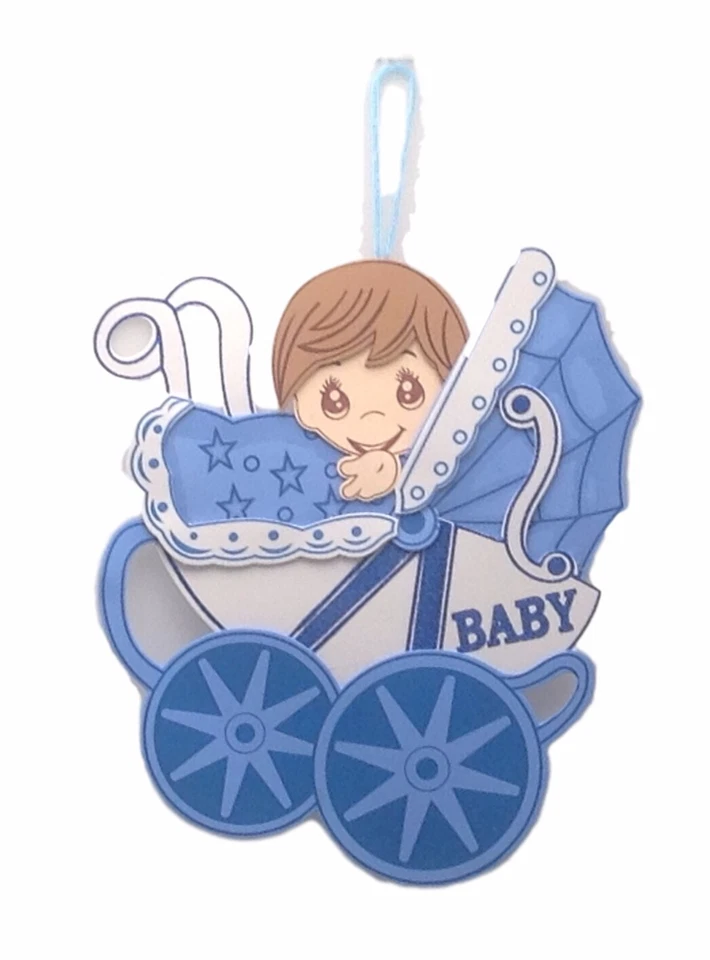 2 pc Baby Shower Birthday Hanging Foam Boy Centerpiece buggy Decoration 16" tall - Image 1 of 1