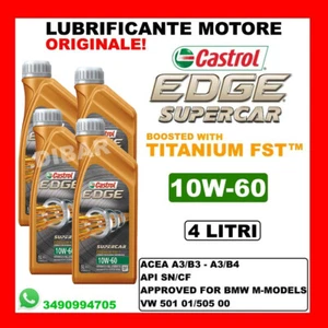 OLIO CASTROL EDGE SUPERCAR 10W60 TITANIUM ACEA A3/B3/B4 DA 4 LITRI - Imagen 1 de 1
