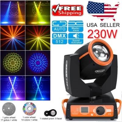 230W 7R Zoom Moving Head Stage Light Beam 16Prism Strobe DMX DJ Party Xmas Light - Image 1 of 4