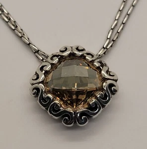 Brighton Danube Champagne Color Pendant Necklace Swarovski Crystal Scroll 18”  - Picture 1 of 4