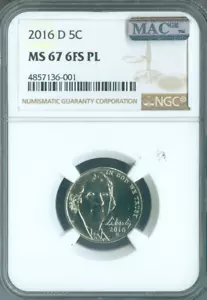 2016 D Jefferson Nickel 5C NGC MS67 FS PL Quality - Picture 1 of 2