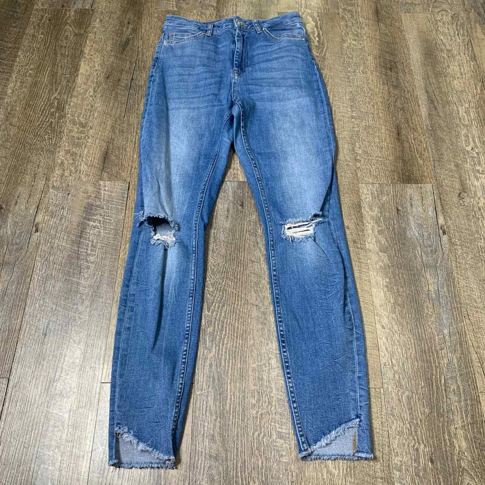 Jeans ajustados Denim Pimkie para mujer 25 azules lavado medio denim bolsillos desgastados Foto 1 de 4