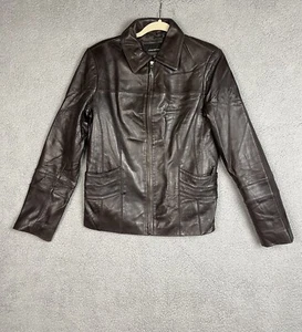 Jones New York Womens Brown Genuine Leather Jacket Size Medium-Soft Leather - Picture 1 of 11