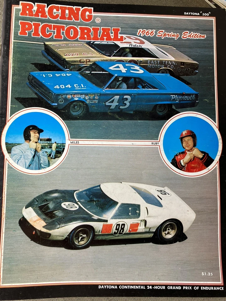 RACING PICTORIAL MAGAZINE 1966 SPRING ED. DUAL COVER MILES RUBY PETTY CHAPARRAL - Image 1 of 1