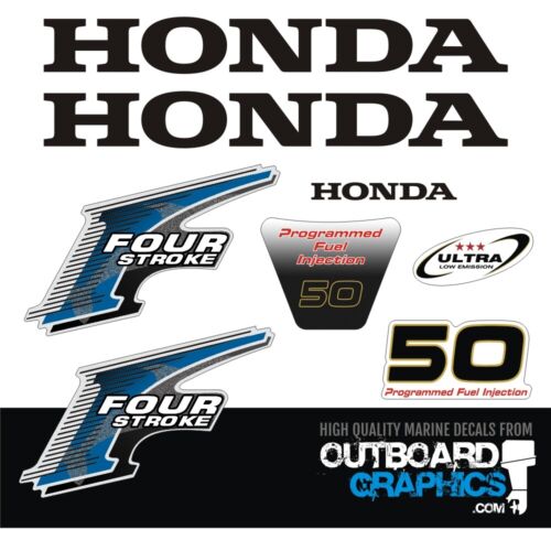 Honda 50hp 4 stroke programmed fuel injection outboard engine decals/sticker kit