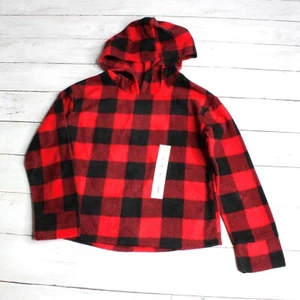 Jumping Beans Girl's Fleece Top Buffalo Plaid Hoodie Size 6 Red Black - Picture 1 of 5