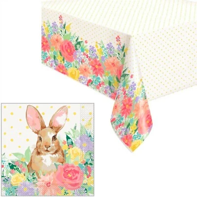 Conejito de Pascua floral primavera mujer pionera ~ (20) servilletas de papel + (2) manteles Foto 1 de 4