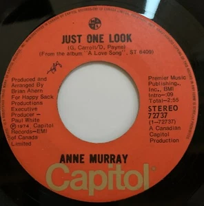 Anne Murray - Just One Look / Son Of A Rotten Gambler (7", Single) - Picture 1 of 2