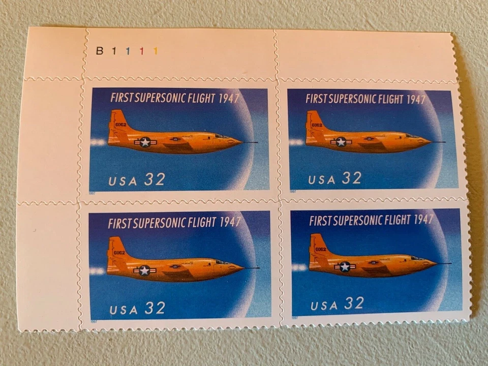 US Stamps SC# 3173 1st Supersonic Flight 32c PB MNH 1997 - Image 1 of 1
