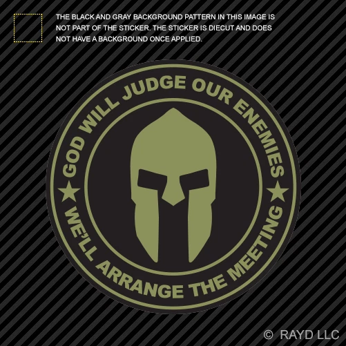 Calcomanía adhesiva OD Green God Will Judge Our Enemies We'll Arrange The Meeting v2c Foto 1 de 1