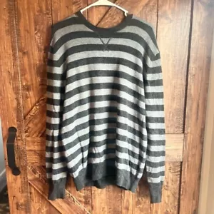 Patagonia Hombre Mezcla Lana y Cachemir Negro y Gris Rayas Suéter Talla Med - Imagen 1 de 4