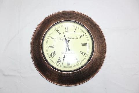 Shield clock wall steel dhal hanging engraved handmade reddish brown color C629 Cover
