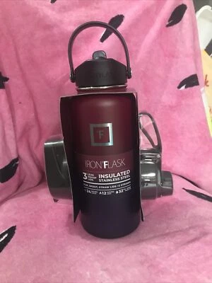 Iron Flask Sports Water Bottle 32 Oz 3 Lids Straw Lid Leak Proof BRAND NEW