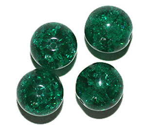 Emerald Crackle Czech Pressed Glass Beads 12mm (pack of 4)