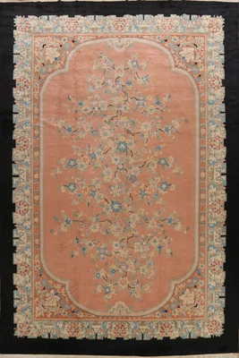 Vintage Vegetable Dye Floral Art Deco Nichols Chinese Rug 10x14 ft Oriental Rug - Image 1 of 4