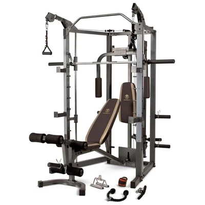 MARCY SM-4008 Deluxe Smith Machine Home Multi Gym Weight Bench & Pulley System  - Image 1 of 4