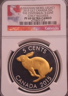 2015 Gilt Canada S5C The Centennial 5 Cent NGC PF69 Ultra Cameo - Image 1 of 2