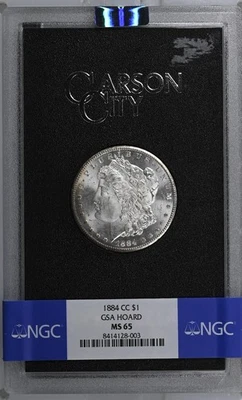 Серебряный Моргановский доллар 1884-CC $1 MS65 NGC - клад GSA - красивая монета PQ - Изображение 1 из 4