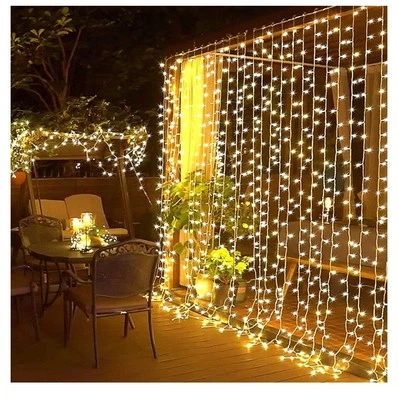 300 LED Curtain Fairy Lights USB String Light Remote Backdrop Xmas Party Wedding - Image 1 of 2
