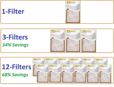 Filtrete Air-Filter Basic Pleated Furnace Replacement Pad Dust Pack Lot 3M 6 12 - Image 1 of 3