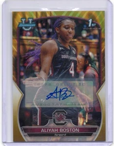 2022 Bowman University 1st Bowman Aliyah Boston Gold Lava Refractor Auto #/50 - Bild 1 von 2