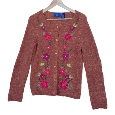 Suéter Cárdigan Tejido Bordado Floral JH Collectibles Grandmacore Talla Pequeña S Foto 1 de 4