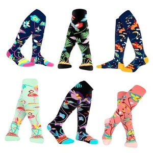  Damen bunt flippig gemustert 8-11 schwarz/pink/blau/mehrfarbig Blumenmuster - 6d - Bild 1 von 6