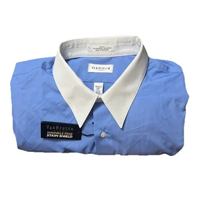 Van Heusen White Collar Blue Size 17 1/2 Wrinkle Free Stain Shield NWT - Picture 1 of 2