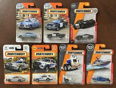 Matchbox POLICE Set Lot 7 Different - Interceptor Corvette Coronet Boat Hornet - Image 1 of 4