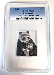 2017 Cook Islands Lucky Panda - PCGS MS69 - 88 Gramm .999 Silbermünze! - Bild 1 von 5