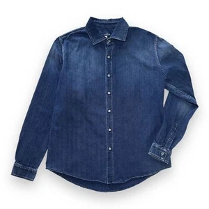 Axel's Premium Denim Over-Dyed Shirt Sz XL Faded Cotton Haringbone Made in Italy - Picture 1 of 12