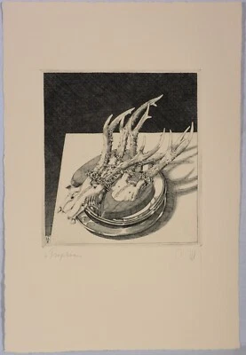 Baldwin Zettl: Kupferstich "Trophäe" handsigniert betitelt Griffelkunst 1988 - Bild 1 von 4